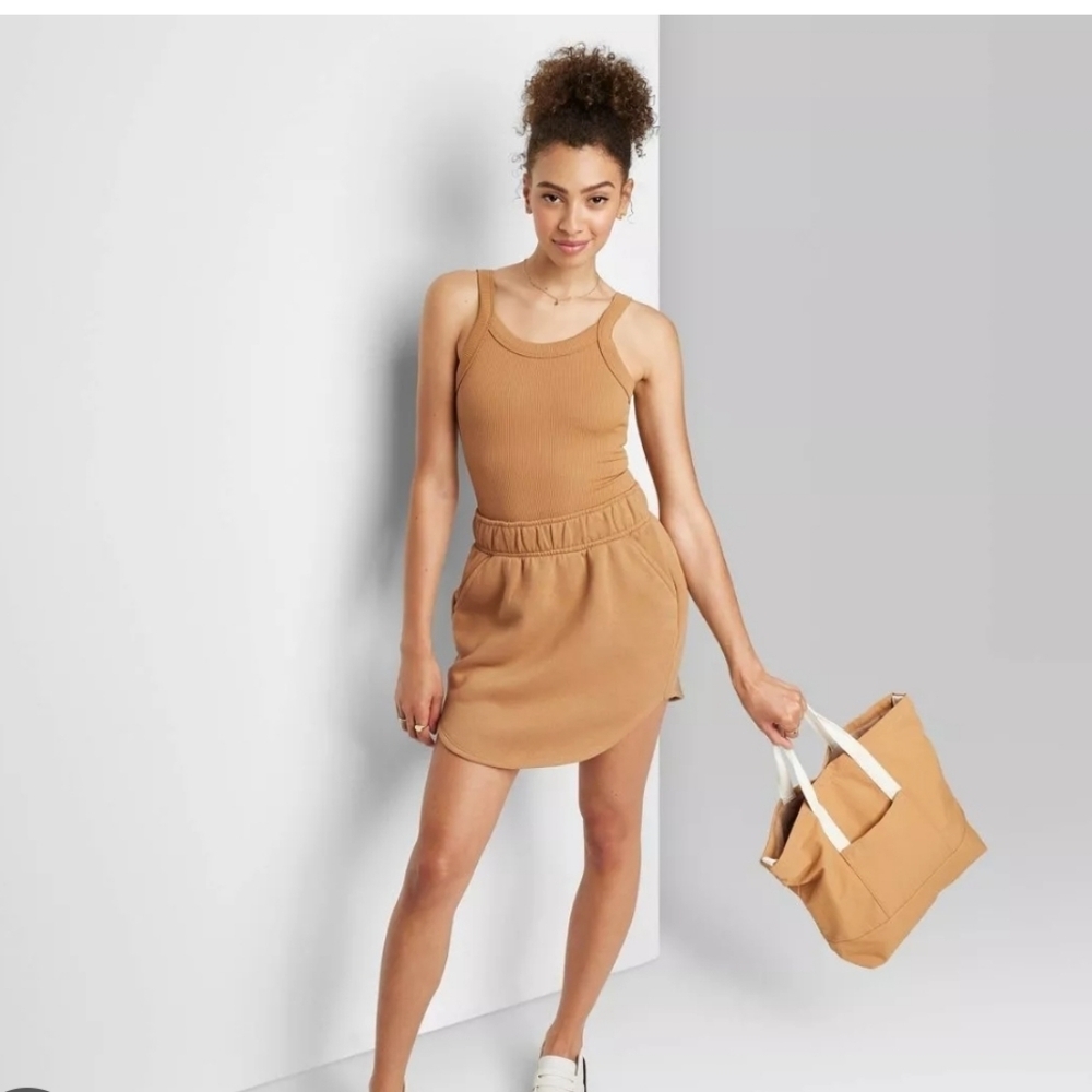 Women's Wild Fable Fleece Mini Skirt Brown Sugar